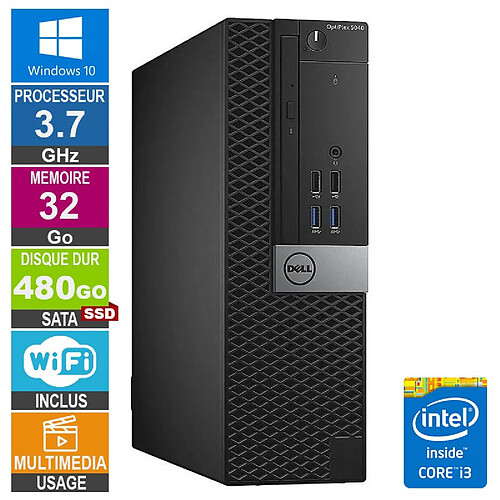 PC Dell Optiplex 5040 SFF i3-6100 3.70GHz 32Go/480Go SSD Wifi W10 · Reconditionné