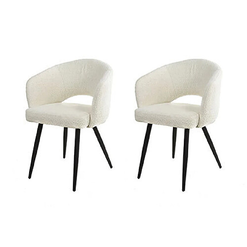 Mes Lot de 2 chaises repas 58x56x81 cm en tissu bouclette blanc