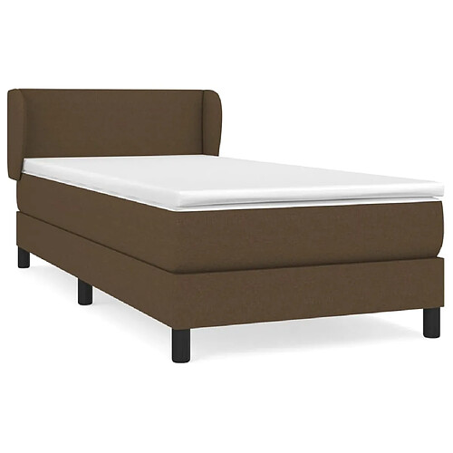 Maison Chic Structures de lit + matelas,Lit à sommier tapissier avec matelas Marron foncé 100x200 cm -MN53008