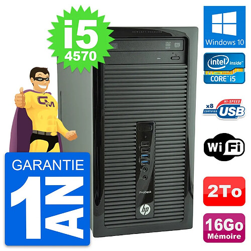 PC Tour HP ProDesk 400 G1 Intel Core i5-4570 RAM 16Go Disque 2To Windows 10 Wifi · Occasion