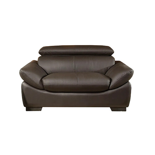 La Maison Du Canapé Fauteuil en Cuir grain semi-épais BORNEO - Marron