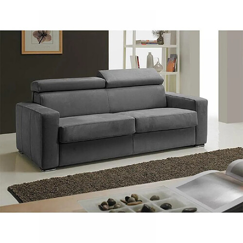 Inside 75 Canapé EXPRESS MELBOURNE couchage 120 cm matelas 18 cm nubucuir gris graphite