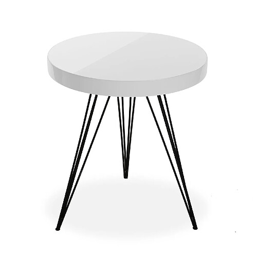 Versa Table d'appoint pour le salon, la chambre ou la cuisine Fontana 51x51x55cm,bois et métal, Blanc