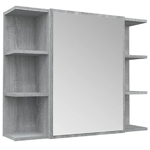 Maison Chic Armoire à miroir de salle de bain,Meuble de rangement,Meuble bas de bain Sonoma gris 80x20,5x64cm Bois -GKD262939