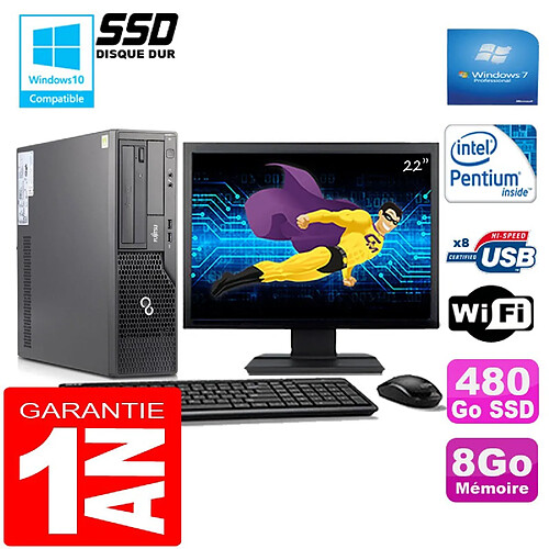 PC Fujitsu Esprimo E500 E85+ SFF G640 8Go Disque 480Go SSD Wifi W7 Ecran 22" · Occasion