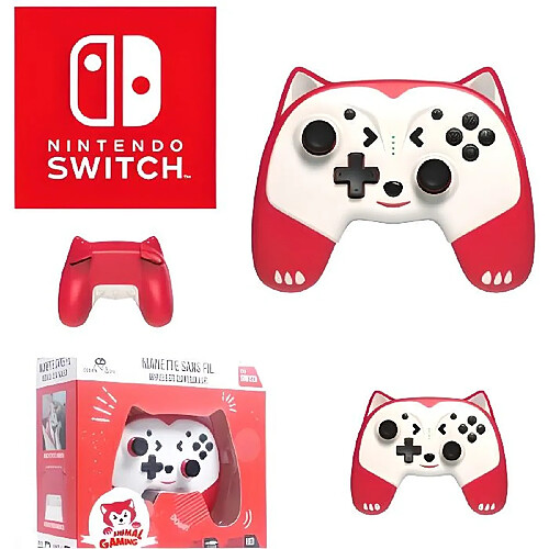 Freaks And Geeks Manette Switch - Manette Sans Fil Doggy taille enfant avec Palettes et LED - Rouge POUR Nintendo SWITCH