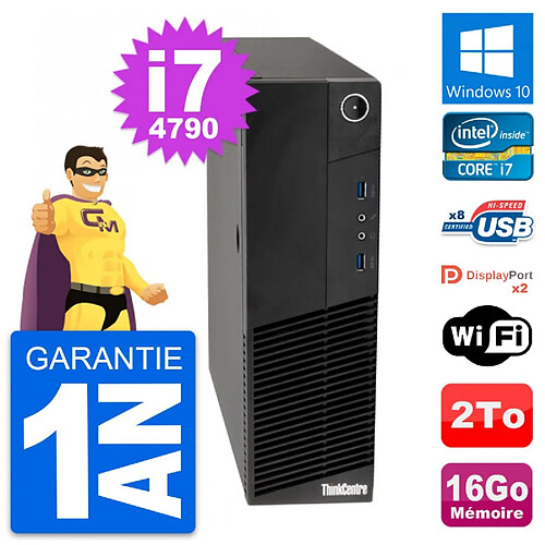 PC Lenovo ThinkCentre M83 SFF Intel i7-4790 RAM 16Go Disque 2To Windows 10 Wifi · Occasion