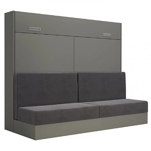 Inside 75 Armoire lit escamotable VERTIGO SOFA gris canapé gris couchage 160*200 cm