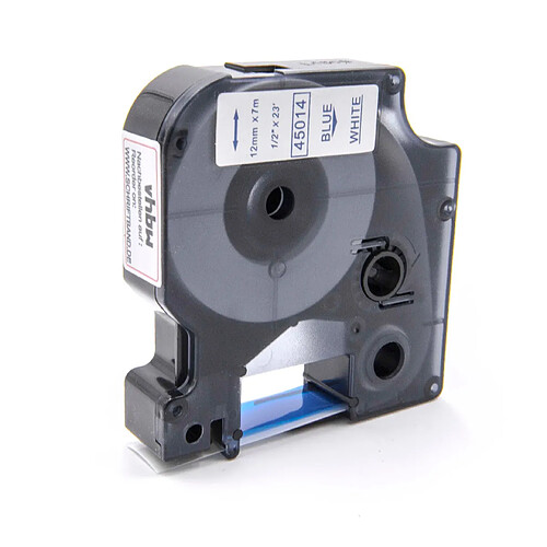 vhbw cassette à bande cartouche 12mm bleu sur blanc pour imprimante d´étiquette Dymo LabelManager 210D, 260P, 280 remplace Dymo D1, 45014.