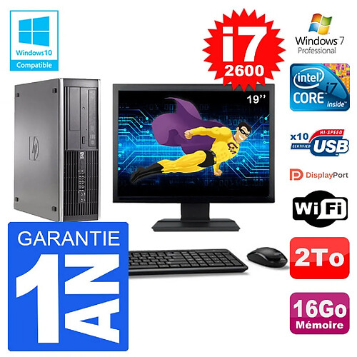 PC HP 6200 SFF Ecran 19" Intel i7-2600 RAM 16Go Disque 2To Graveur DVD Wifi W7 · Occasion