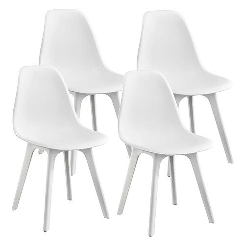 Decoshop26 Set de 4 chaises design chaise de cuisine chaise de salle à manger plastique blanc 03_0003705