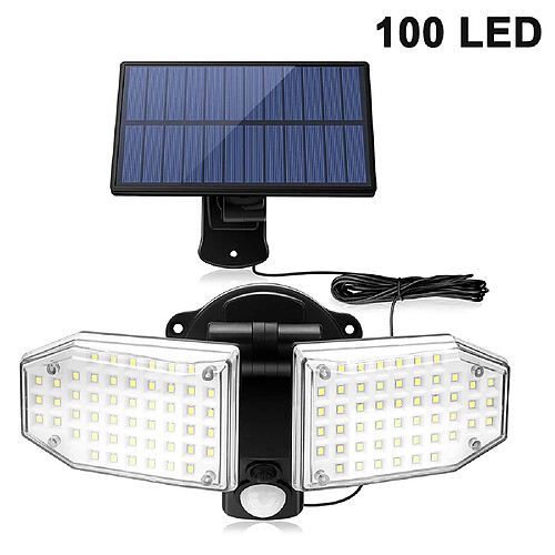 BESTA Applique murale solaire Split à éclairage large pour l'extérieur - 100 LED IP65 étanches Projecteurs de sécurité à énergie solaire détectés pour garage, porche, cour