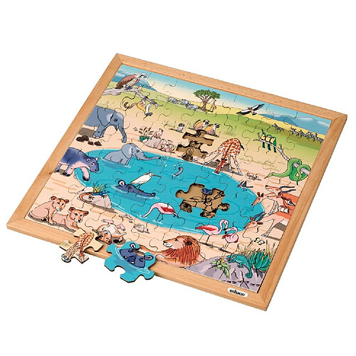 Educo Puzzle en bois - la savane (49 pieces) - jeu Montessori