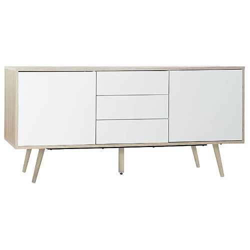 Pegane Buffet meuble de rangement en MDF coloris blanc / naturel et métal - Longueur 170 x Hauteur 76 x Profondeur 45 cm