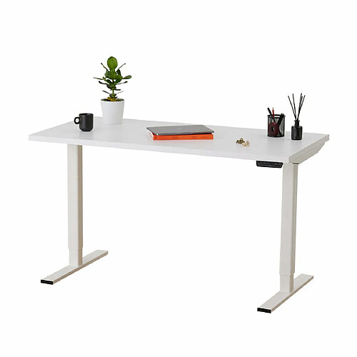 ELEVA Bureau assis debout blanc 120x70x3cm