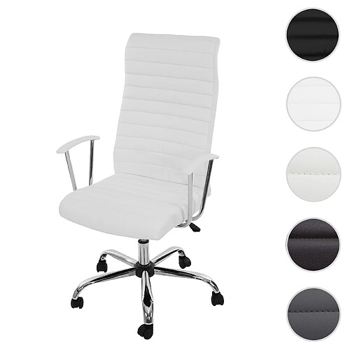 Mendler Fauteuil/chaise de bureau Cagliari, ergonomique, simili-cuir ~ blanc