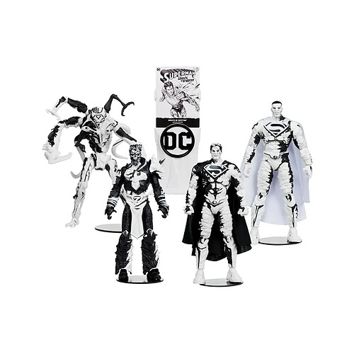 Mc Farlane DC Direct Page Punchers - Pack de 4 Figurines et comic book Superman Series (Sketch Edition) (Gold Label) 18 cm