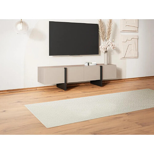 Vente-Unique Meuble TV avec 4 portes en MDF - Beige et Noir - LUVONIA