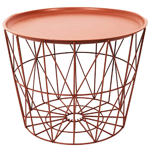 The Home Deco Factory Table filaire en métal ronde 50 cm terracotta.