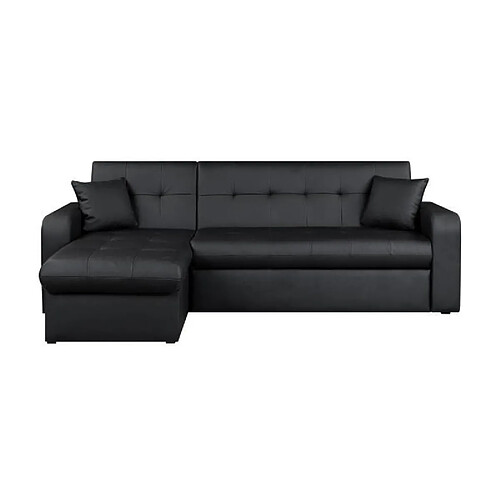 ROMAN Canape dangle reversible convertible 3 places + Coffre de rangement - Simili noir - Contemporain - L 235 x P 85 - 153 cm