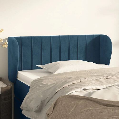 Maison Chic Tête de lit scandinave avec oreilles,meuble de chambre Bleu foncé 103x23x78/88 cm Velours -MN18560