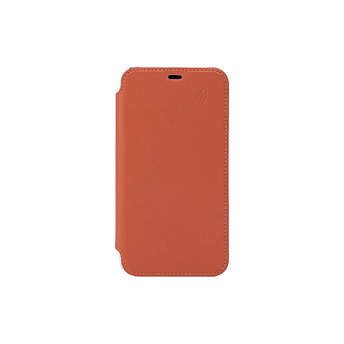 BEETLECASE Étui pour iPhone XR Folio Premium en Cuir avec Dos en Cristal et Porte-Cartes Orange