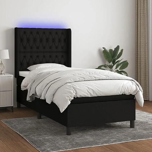 Sommier à lattes,Cadre à lattes de lit pour Adulte matelas et LED Noir 90x190 cm Tissu -MN85171