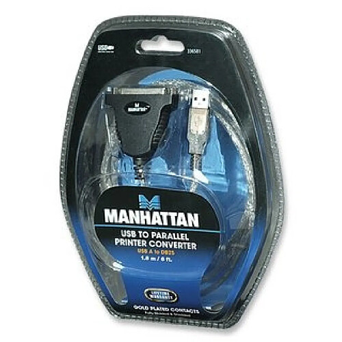 Manhattan 336581 adaptateur et connecteur de câbles 1x USB A 1x DB-25 Noir, Argent