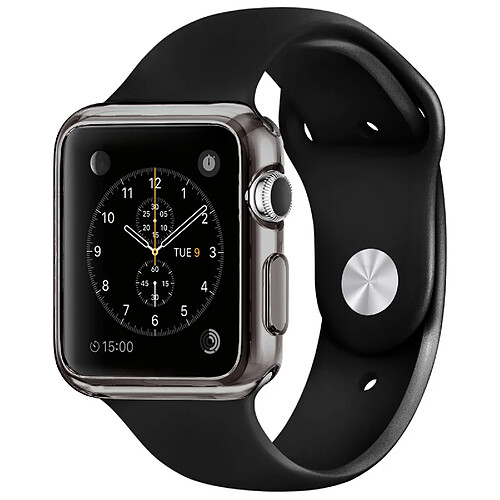 Caseink Coque Housse Pour Apple Watch 38mm - Semi Rigide Gel [ Clear Frame Extra Fine ] - Fumé