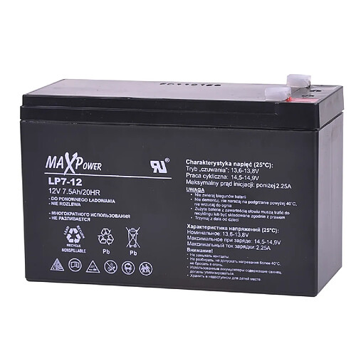 Batterie gel 12V 7Ah MaxPower pour une AGA sans entretien