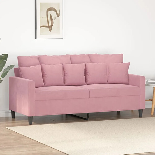 vidaXL Canapé à 2 places Rose 140 cm Velours