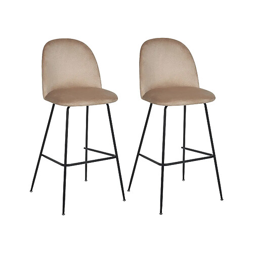 Beliani Tabouret de bar Set de 2 Velours Taupe ARCOLA