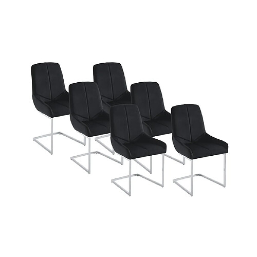 Vente-Unique Lot de 6 chaises en velours et métal - Noir - BERLONA