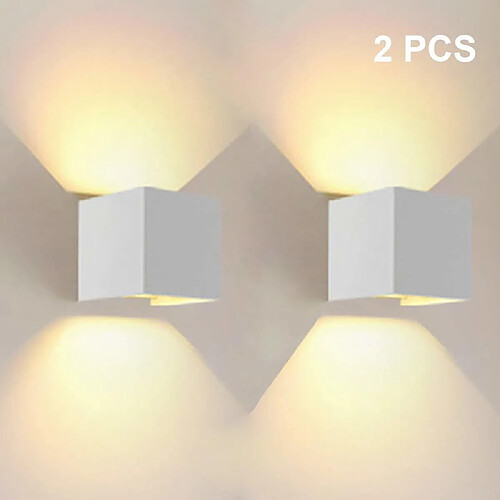 Stoex Lot de 2 Led Applique murale 7W chambre Moderne Interieur, Up and Down Design Réglable Lampe, Aluminium luminaires applique murale led Blanc pour Chambre Maison Couloir Salon (Blanc Chaud )