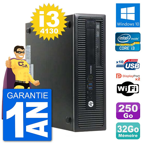 PC HP EliteDesk 800 G1 Core i3-4130 RAM 32Go Disque Dur 250Go Windows 10 Wifi · Occasion