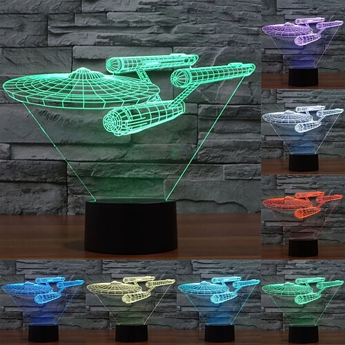 Wewoo Lampe 3D Star Trek Battleship Style 7 Couleur Décoloration Creative Visual Stéréo 3D Tactile Commutateur LED Lumière Bureau Nuit