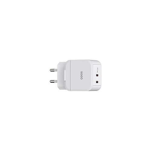 Chargeur QDOS PowerCube Trio Double USB Type C 45W Blanc + Câble Lightning + Câble USB Type C