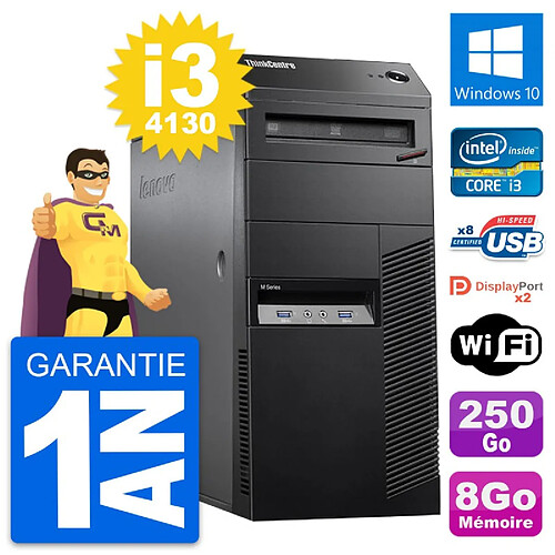 PC Tour Lenovo ThinkCentre M83 Core i3-4130 RAM 8Go Disque 250Go Windows 10 Wifi · Occasion