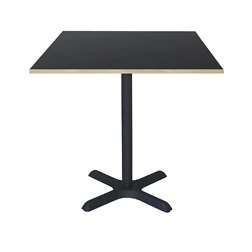 Restootab Table 70x70cm - modèle Dina noir chants bois