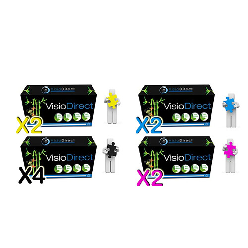 Visiodirect Pack de 10 Toner cartouche d'encre Laser type TN-247BK 4xNoir 3000 pages, 2xCyan 2xMagenta 2xJaune 2300 pages compatible avec Brother DCP-L3550CDW