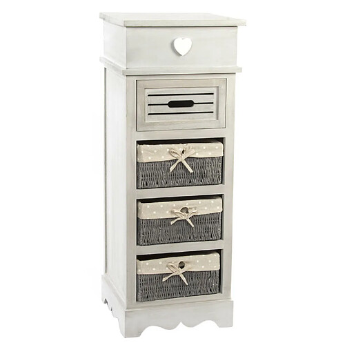 Pegane Commode, meuble de rangement en bois coloris beige, gris - longueur 36 x profondeur 31 x hauteur 96,7 cm