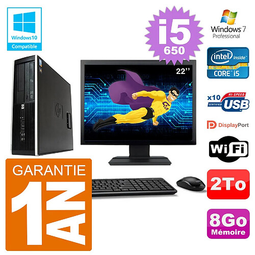 PC HP Compaq 8100 SFF Ecran 22" i5-650 RAM 8Go Disque 2To Graveur DVD Wifi W7 · Occasion