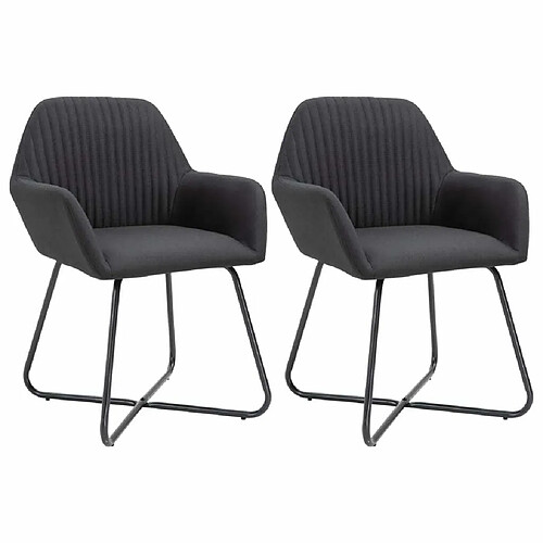 Maison Chic Lot de 2 Chaises à manger,Chaise pour cuisine,Solide Structure noir tissu -MN65515