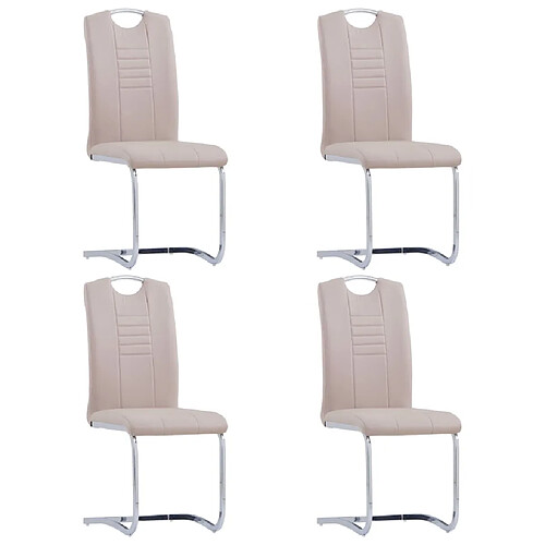 Decoshop26 Lot de 4 chaises de salle à manger cuisine cantilever design moderne synthétique cappuccino CDS021356