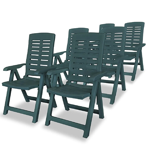 vidaXL Chaises inclinables de jardin lot de 6 Plastique Vert