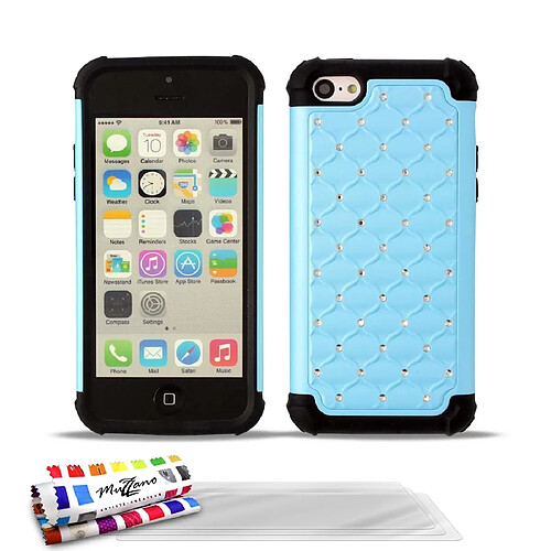 Muzzano Coque rigide Bleu lagon + 3 Films ""Le Glams"" APPLE IPHONE 5C