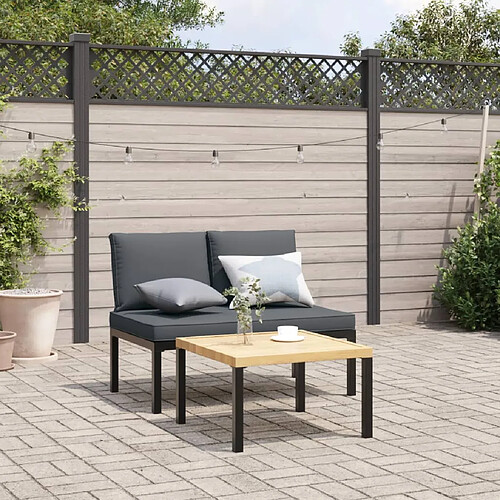 vidaXL Salon de jardin 2 pcs avec coussins noir aluminium