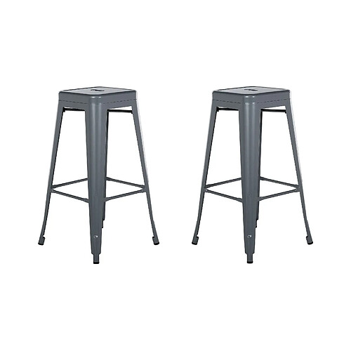 Beliani Tabouret de bar Set de 2 Métal Gris CABRILLO