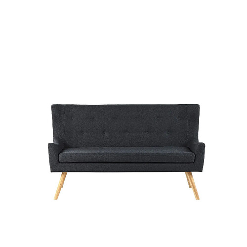 Beliani Canapé banquette 2 places en tissu noir SKIBBY