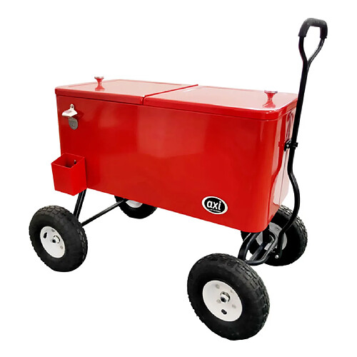 AXI Retro Cooler Rouge | Réfrigérateur de boissons mobile pour l'extérieur / le jardin | Glacière 76 litre